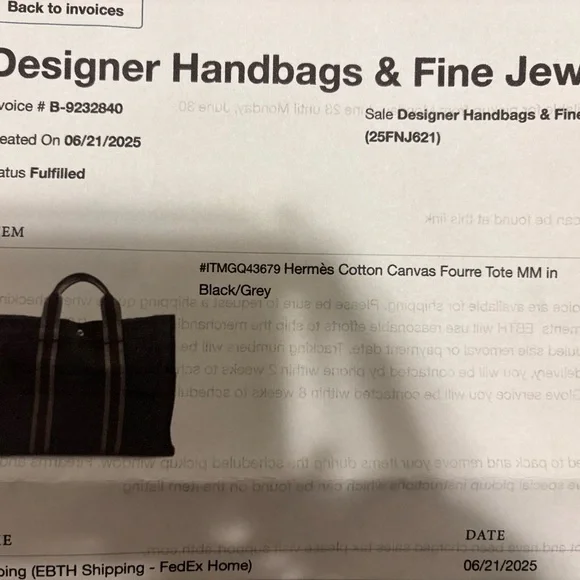 Hermes Paris Cotton Canvas Fourre Tote MM - Picture 8 of 8